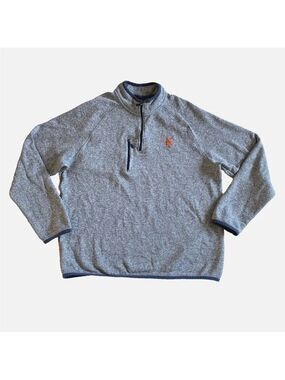 Johnnie O 1/4 Zip Pullover Sweater NY Logo Mens L Gray Raglan Golf